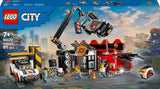 LEGO City złomowisko z samochodami — zabawka z prasą do złomu i dźwigiem, 2 samochodziki, 4 działające minifigurki i budynek biurowy — prezenty urodzinowe dla chłopców i dziewcząt od 8 lat 60472 Zestawy do budowania Besuche den LEGO-Store
