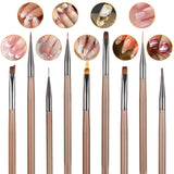 Zestaw 10 szpilek Stück Nailart, Pędzle do zdobienia paznokci Braun Nailart Design Pinsel Nageldesign Pinselfür Gelnägelfür Heimwerker Maniküre Salon Zuhause Zestaw szpilek do paznokci