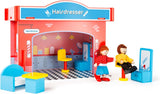 Small Foot 10852 Playhouse Restaurant Wykonane z drewna, z 2 figurkami lalek, akcesoriami i zdejmowanym dachem, od 3 lat Domki dla lalek Naty Shop Salon fryzjerski