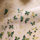 2 Blätter 5D Schmetterling Nagelsticker Selbstklebend, Nagelsticker Gold Rand, Nagel Designing Zubehör, Naklejki do zdobienia paznokci, Schmetterlinge Deko Nagelaufkleber, Nageltattoos