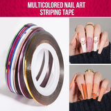 Zestaw pędzli do zdobienia paznokci FANDAMEI, 15 Stücke Pinsel Für Gelnägel Nagel Pinsel, 5 Stücke Dotted Pen, 10 Rolle Streifenband Nägel, Strasssteine ​​​​Nägel, Ultra Dünn Nagel Paillettes Für Nagelkunst Maniküre Set