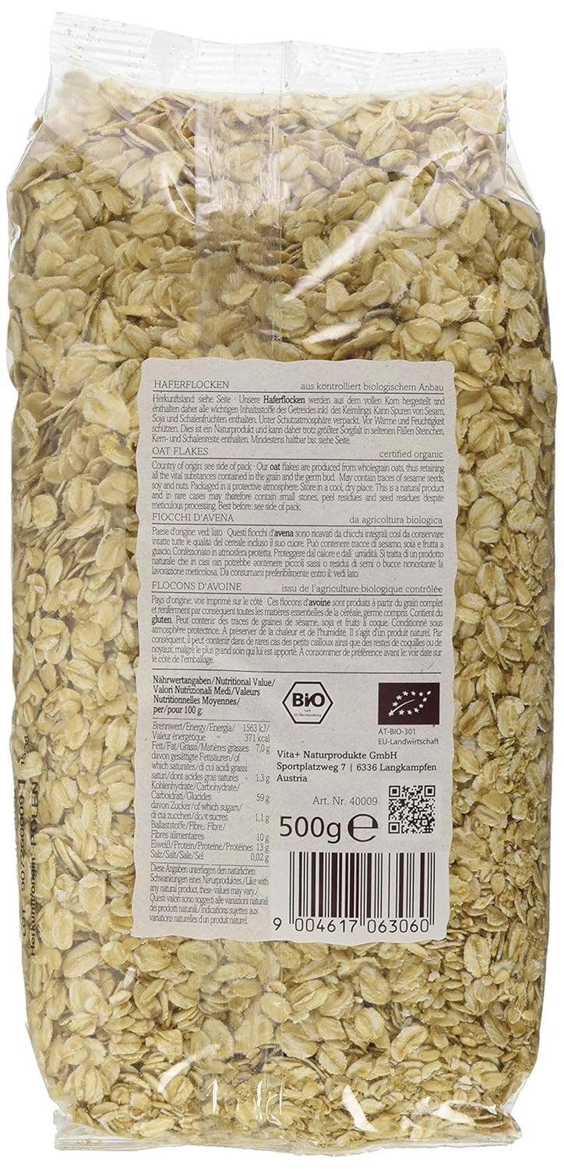 Verival Organiczne płatki owsiane, opakowanie 6 sztuk (6 x 500g)