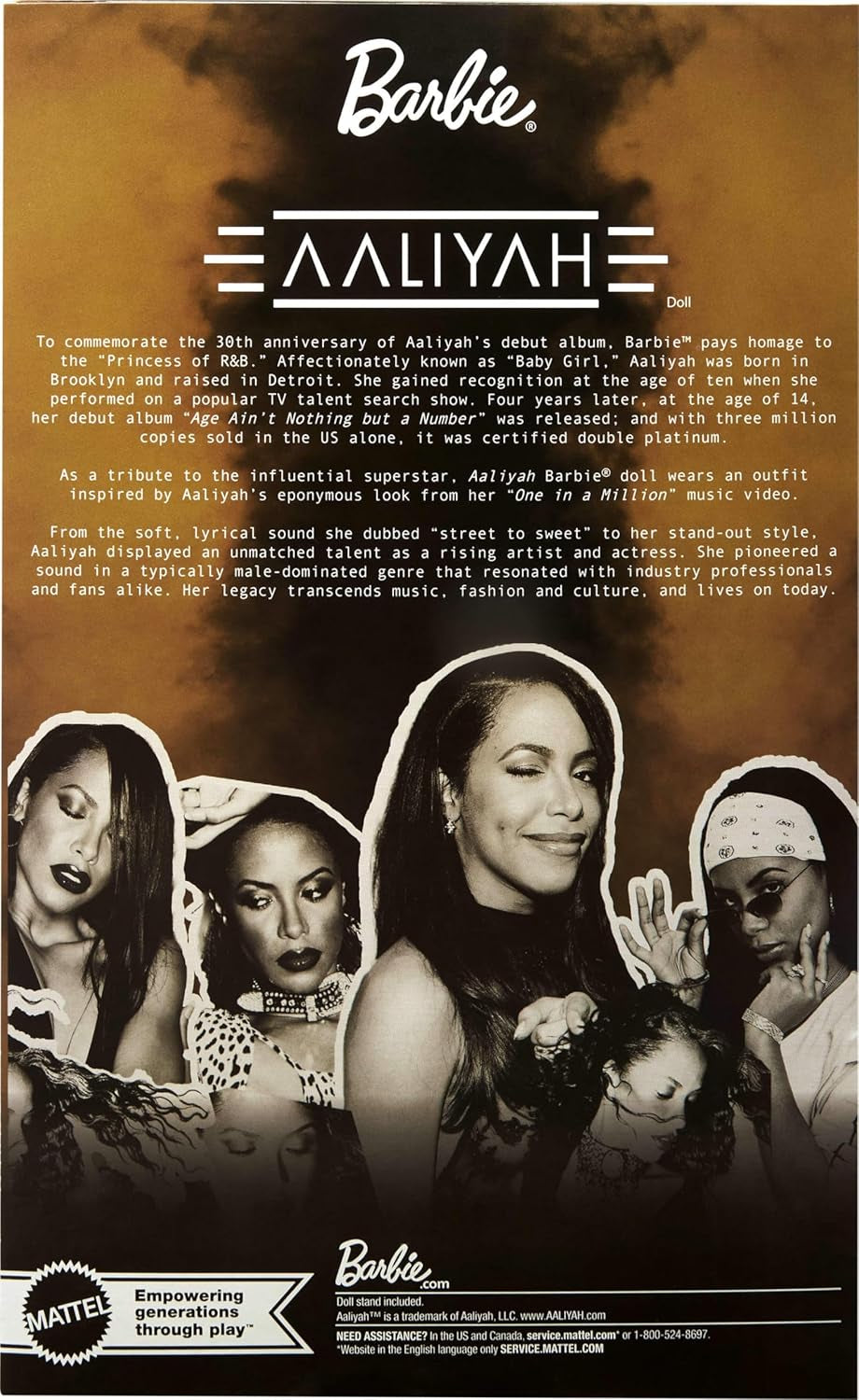 Lalka Barbie Signature Aaliyah Figurka kolekcjonerska z czarnej sztucznej skóry inspirowana teledyskiem jednym na milion HRM80