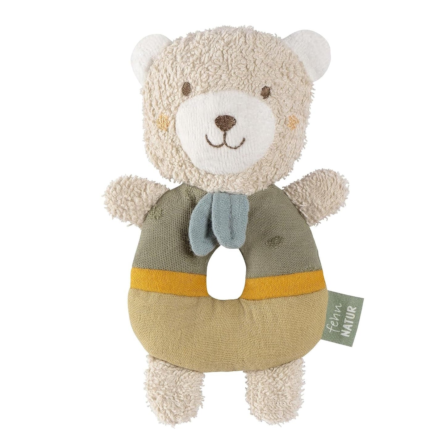Fehn baby ring ring zabawka owieczka fehnNATUR - pluszowa zabawka z bawełną organiczną - zabawka dla dziecka z dzwonkiem i zabawną zabawką edukacyjną - zabawka na uchwyt dla niemowląt i małych dzieci od 0+ miesiąca Zabawki Bebe Naty Shop Natura misia