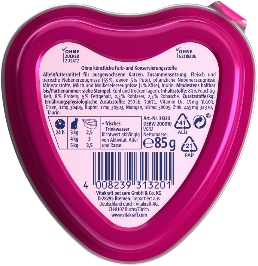 Vitakraft Poésie Création, mokra karma dla kota, mokra karma dla kota w sosie, z indykiem w sosie serowym, opakowanie zbiorcze, bez dodatku cukru i zbóż (15 x 85g)