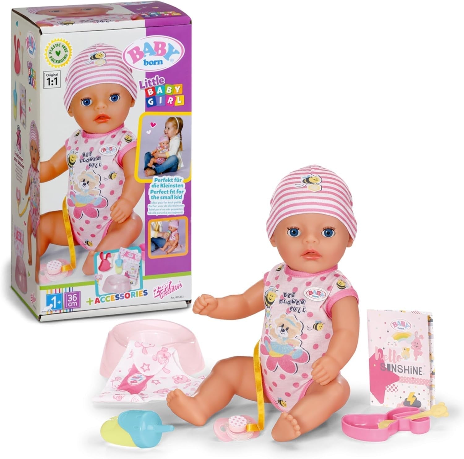 BABY Born Lena (mała dziewczynka) 36 cm 7-funkcyjna lalka dla 1-rocznych dzieci Działa bez baterii 36 cm duża lalka Naty Shop Dolls Domyślny tytuł