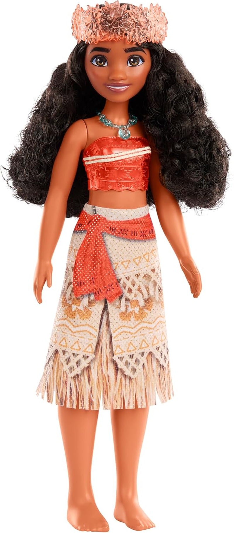 Mattel DISNEY Moana – przegubowa lalka modowa z brokatowym strojem, odpinaną opaską na głowę i naszyjnikiem, dla dzieci w wieku od 3 lat, HPG68