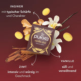 Pukka | Mieszanka organicznych herbat smakowych „Vanilla Chai” | Cynamon, imbir i wanilia | Herbata na poczęstunek z naturalną słodyczą | Opakowanie 1 | 20 torebek herbaty
