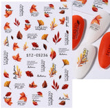 JMEOWIO Nagelsticker Herbst 9 Blatt Nail Art Naklejka Selbstklebend Nagelaufkleber Kürbis Ahornblatt Erntedankfest Dekoration Nageldesign Zubehör
