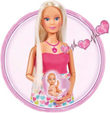 Simba 105733480 - Steffi Love Baby Bliss, lalka w ciąży i wspaniałe dźwięki, akcesoria i nosidełko dla dzieci