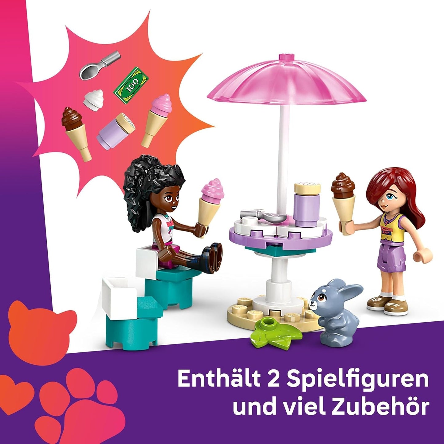 LEGO Friends Ciężarówka z lodami w Heartlake Zestaw do zabawy w udawanie 2 figurki i króliczek Zestaw do budowania 4-letnie dziewczynki Postać z minifigurką Zabawka do budowania 42644 Zestawy do budowania Besuche den LEGO-Store