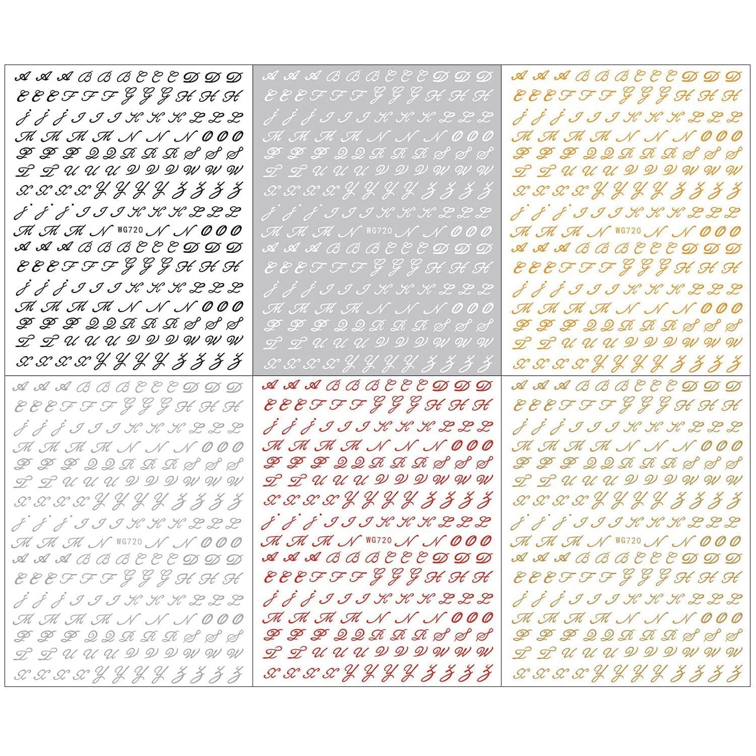 6 Blatt Nagelsticker Alte Alphabetzahlen Nagelaufkleber Selbstklebend Alte Briefe Nail Art Naklejka Dekoracja Nageldesign Zubehör