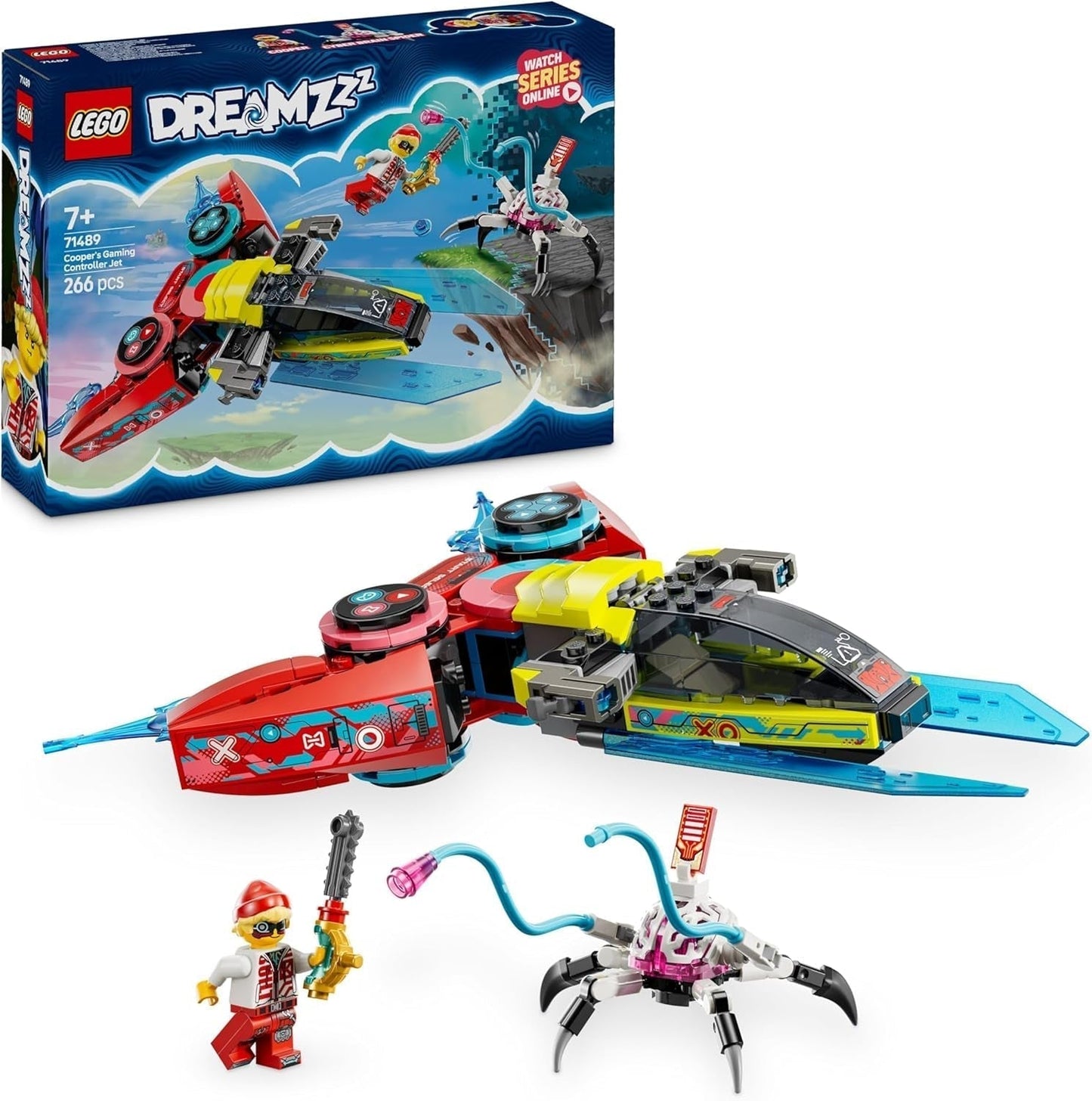 LEGO Dreamzzz Coopers Latający kontroler gier wideo Fantastyczna zabawka 2 w 1 Pająk Minifigure Zestaw gier wideo Prezent dla dziewcząt i chłopców w wieku 7 lat 71489 Zestawy do budowania Besuche den LEGO-Store Default Title