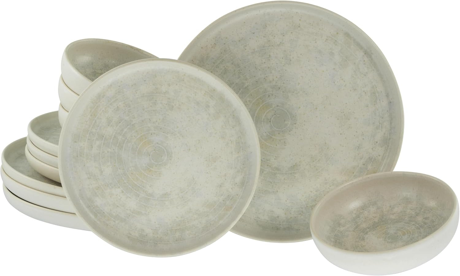 CreaTable, 23714, seria Uno Athena, 12-częściowy zestaw naczyń obiadowych dla 4 osób, zestaw talerzy porcelanowych, można myć w zmywarce i używać w kuchence mikrofalowej, wyprodukowano w Portugalii