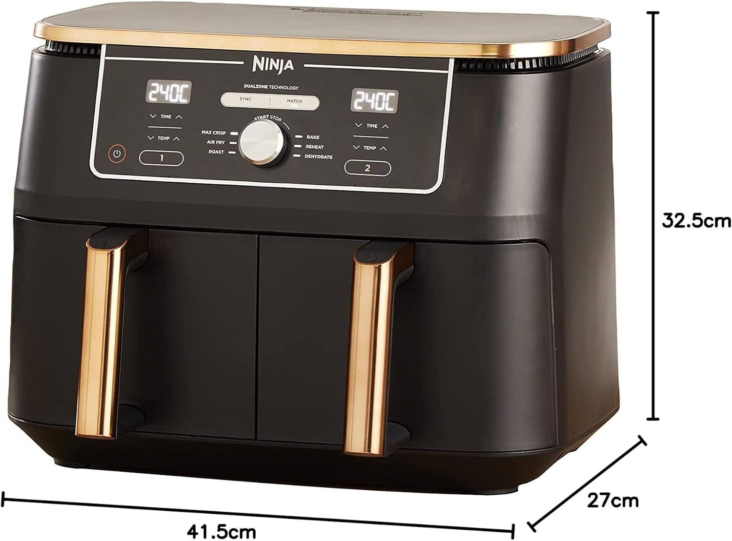 Ninja Foodi AF400EUCP MAX Dwustrefowa frytkownica powietrzna, frytkownica 9,5 l, 2 komory, ze szczypcami, powłoka nieprzywierająca Sprzęt AGD Naty Shop