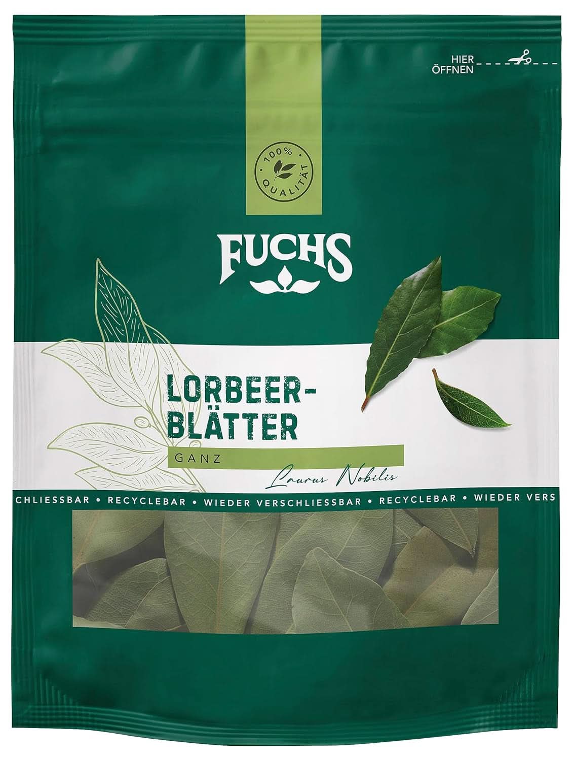 Fuchs - Liście laurowe w zamykanej torebce nadającej się do recyklingu - wykonane z naturalnych składników - 7 gramów Przyprawy Naty Shop