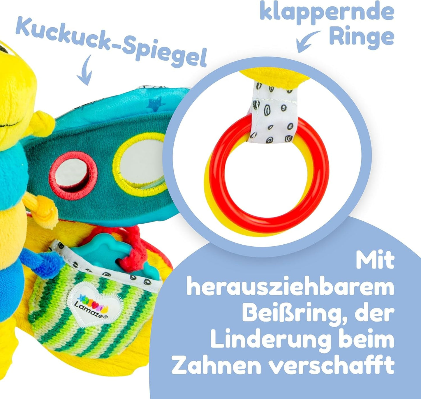 Lamaze Zabawka dla niemowląt „Freddie the Firefly” Clip & Go, wysokiej jakości zabawka dla małych dzieci, zawieszka z uchwytem wzmacniająca relację rodzic-dziecko, od 0 miesiąca życia, wiele kolorów Bebe Toys Naty Shop