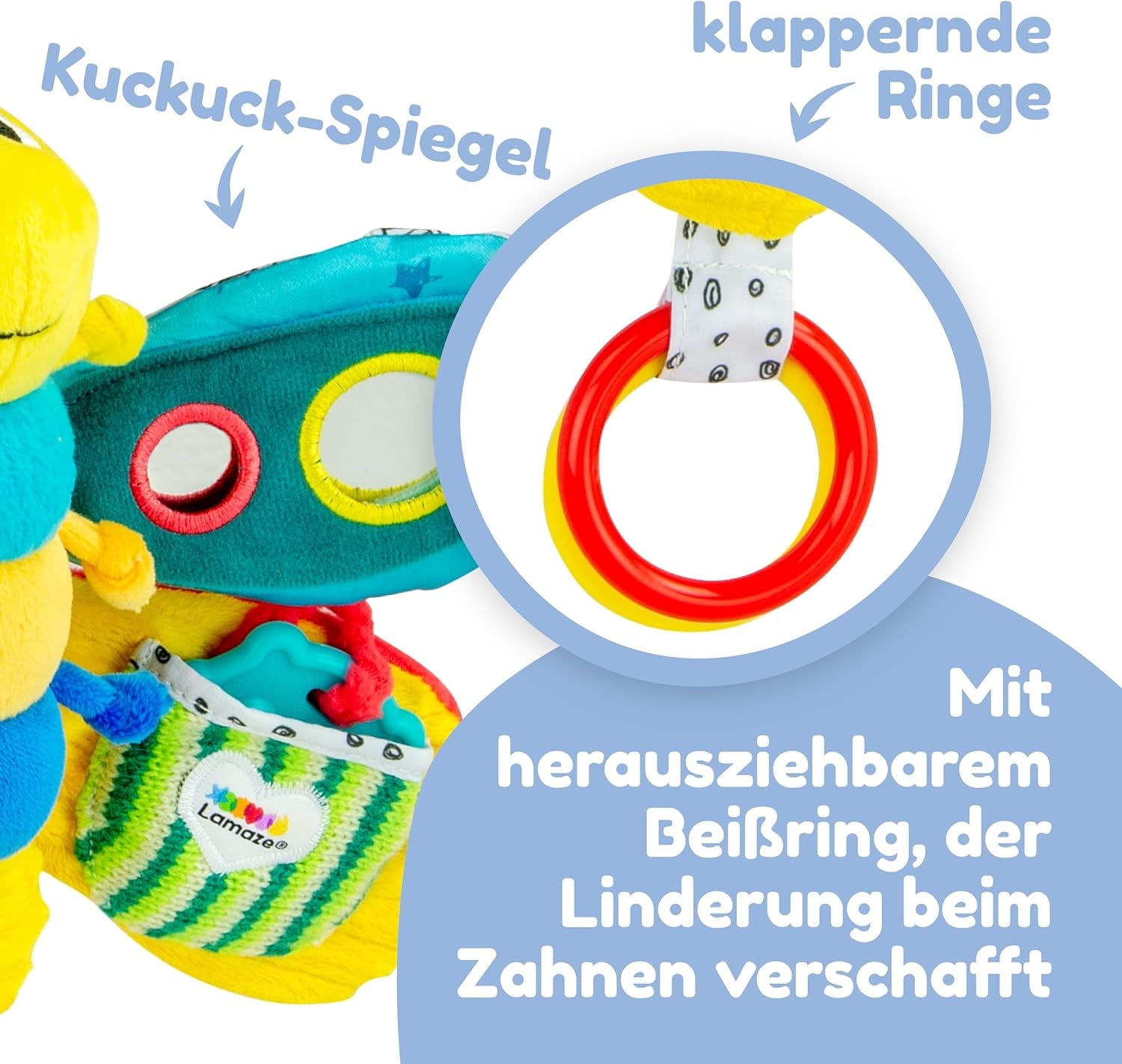 Lamaze Zabawka dla niemowląt „Freddie the Firefly” Clip & Go, wysokiej jakości zabawka dla małych dzieci, zawieszka z uchwytem wzmacniająca relację rodzic-dziecko, od 0 miesiąca życia, wiele kolorów Bebe Toys Naty Shop