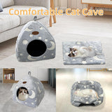 Katzenhöhle Plüsch Katzenhaus mit Waschbarem Kissen Faltbare Katzenzelt Höhle z uchwytem Weiches und Warmes Katzenbett für Drinnen 33x33x35cm