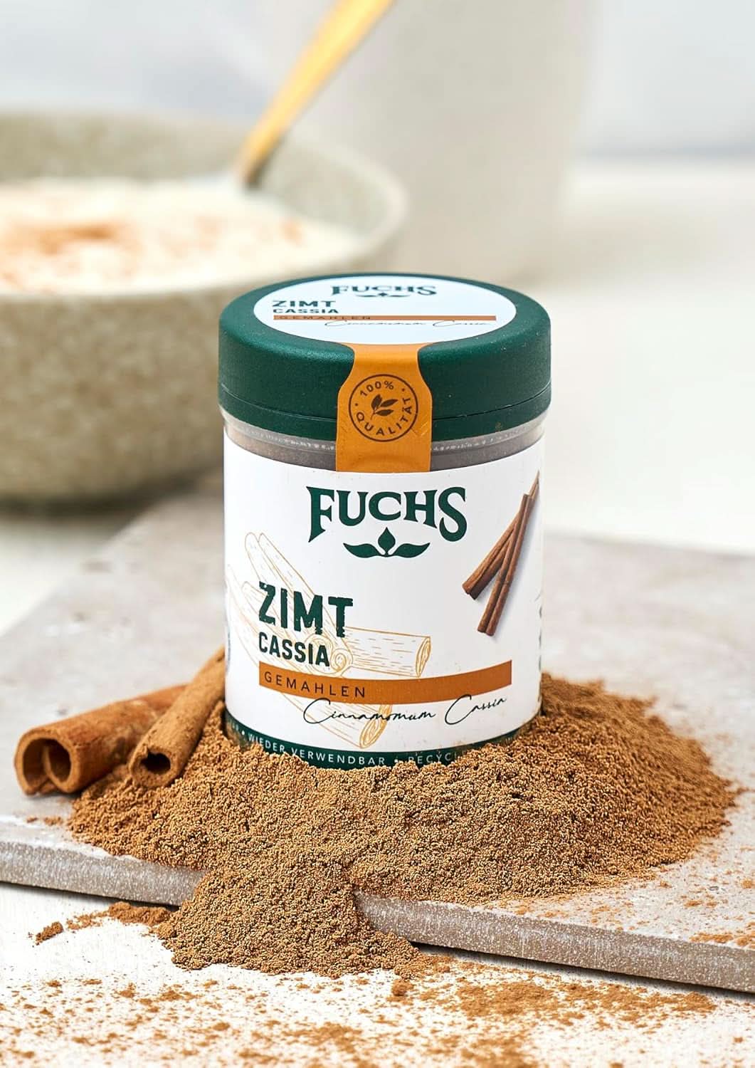 Fuchs Mielony Cynamon Cassia - Do aromatyzowania ciast, deserów lub herbat, 45 gramów Przyprawy Naty Shop