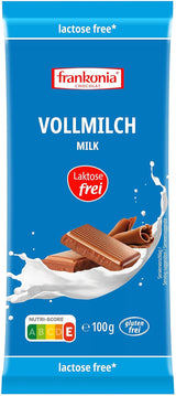 frankonia CZEKOLADA Czekolada mleczna pełnomleczna bez laktozy i glutenu, 100 g
