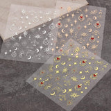 JMEOWIO Nagelsticker Mond Stern 9 Blatt Nail Art Naklejka Selbstklebend Nagelaufkleber Sonne Dekoration Nageldesign Zubehör