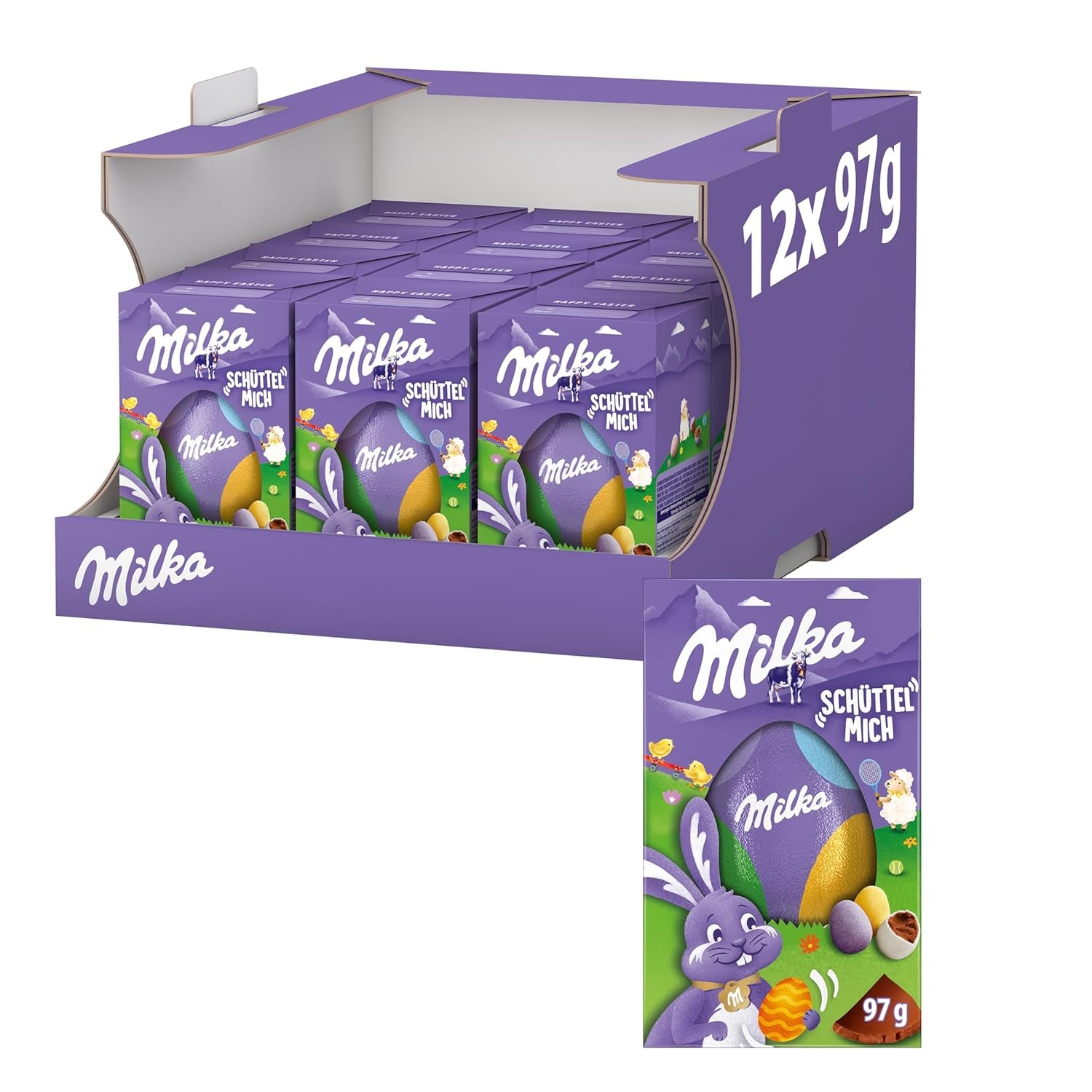 Milkshake Me Egg – czekoladowe jajko nadziewane mini kolorowymi jajkami z alpejskiej mlecznej czekolady – 97g