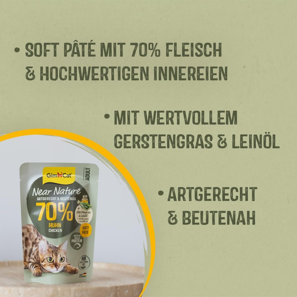 GimCat Near Nature Trial Mix 12 Pack - Mokra karma bezzbożowa dla kotów od 7 miesiąca życia, z recepturą dostosowaną do gatunku i specyficzną dla ofiary - 12 saszetek (12 x 85g)