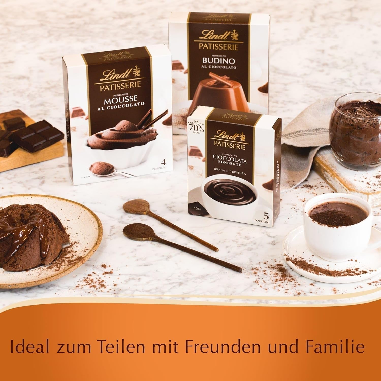 Lindt Schokolade - PATISSERIE Mousse Au Chocolat | 6 X 110 G | Backmischung Für 4 Porcje Fluffige Mousse Al Cioccolato Aus Finester Schokolade | Cukiernia | Mieszanka wsteczna | Schokoladengeschenk Mieszanka do pieczenia i gotowania Naty Shop
