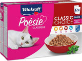 Vitakraft Poésie Classique, mokra karma dla kota, karma dla kota w sosie, z kurczakiem, z indykiem, z wołowiną, z łososiem, bez dodatku cukru i zbóż (1 opakowanie 12 x 85g)