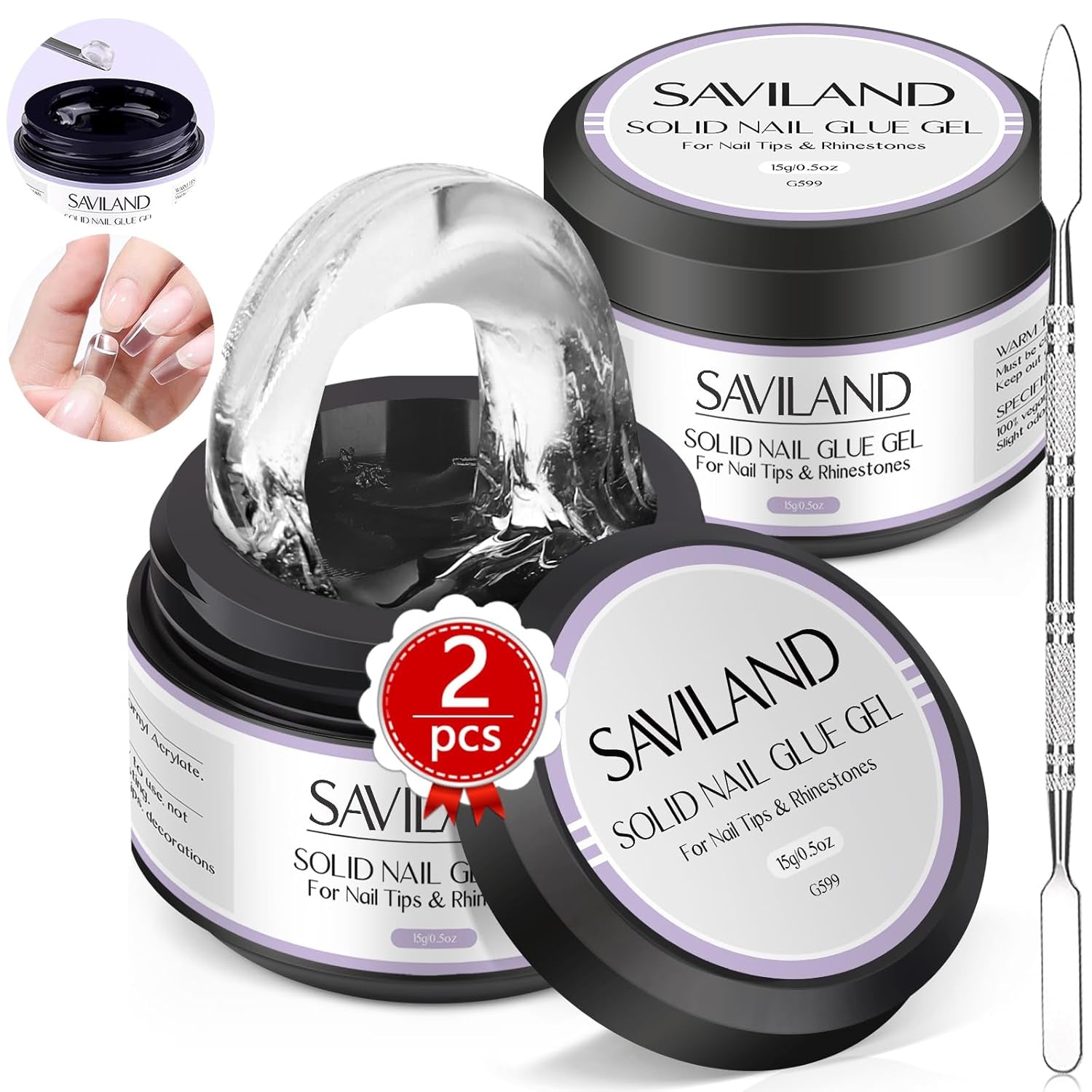 SAVILAND Fester Nagelkleber Gel: 30-Tage Lang Anhaltender Stronger Nagelkleber Für Press on Nails Falsche Nagelspitzen 15Ml UV Nagelkleber 3D Gel-Nagelkunst-Kleber Für Verwendung Im Salon Zu Hause