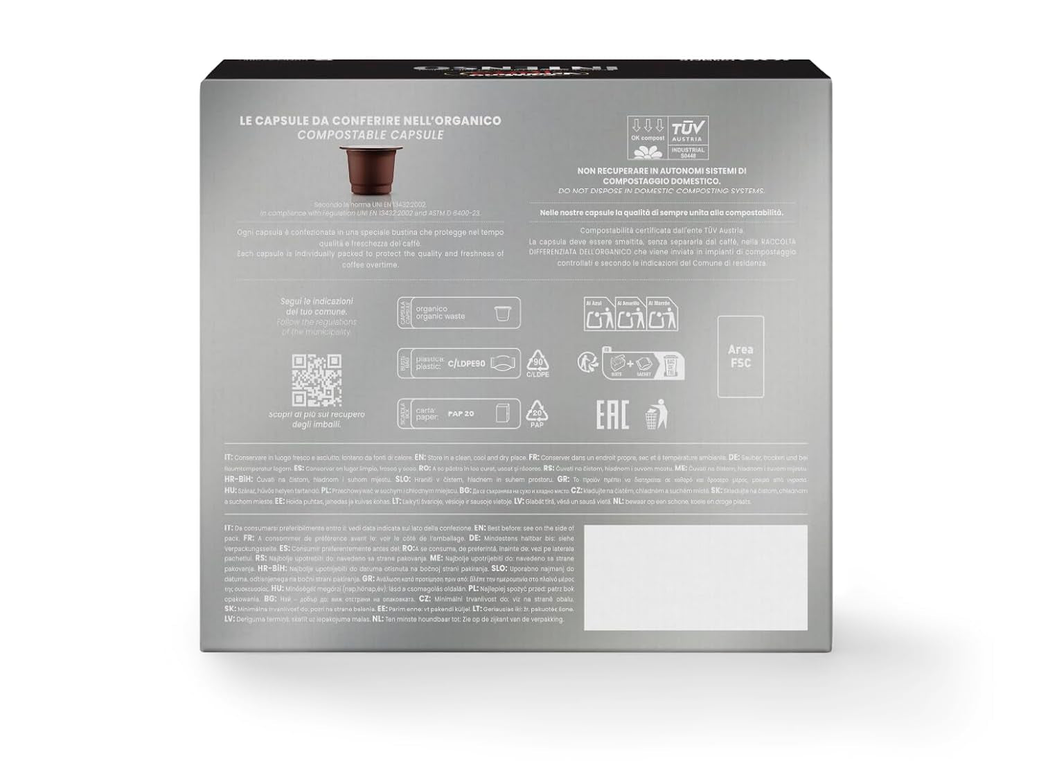 Caffè Vergnano 1882 - Èspresso Kompostierbare Kaffeekapseln, kompatybilna z Nespresso, Intenso (Intenso) - Packung Enthält 100 Kapseln