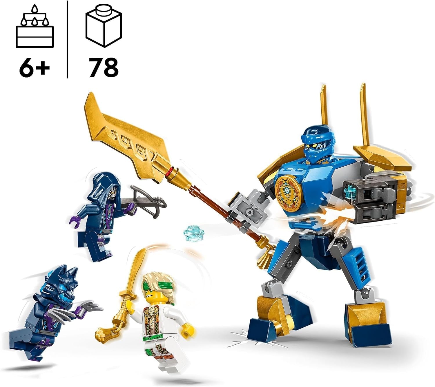LEGO NINJAGO Mech bojowy Jaya, zabawka ninja dla dzieci z figurkami, w tym minifigurką Jaya z mini kataną, figurkami i mechem, mały prezent dla kreatywnych chłopców i dziewcząt od 6 lat 71805 Zestawy do budowania Besuche den LEGO-Store
