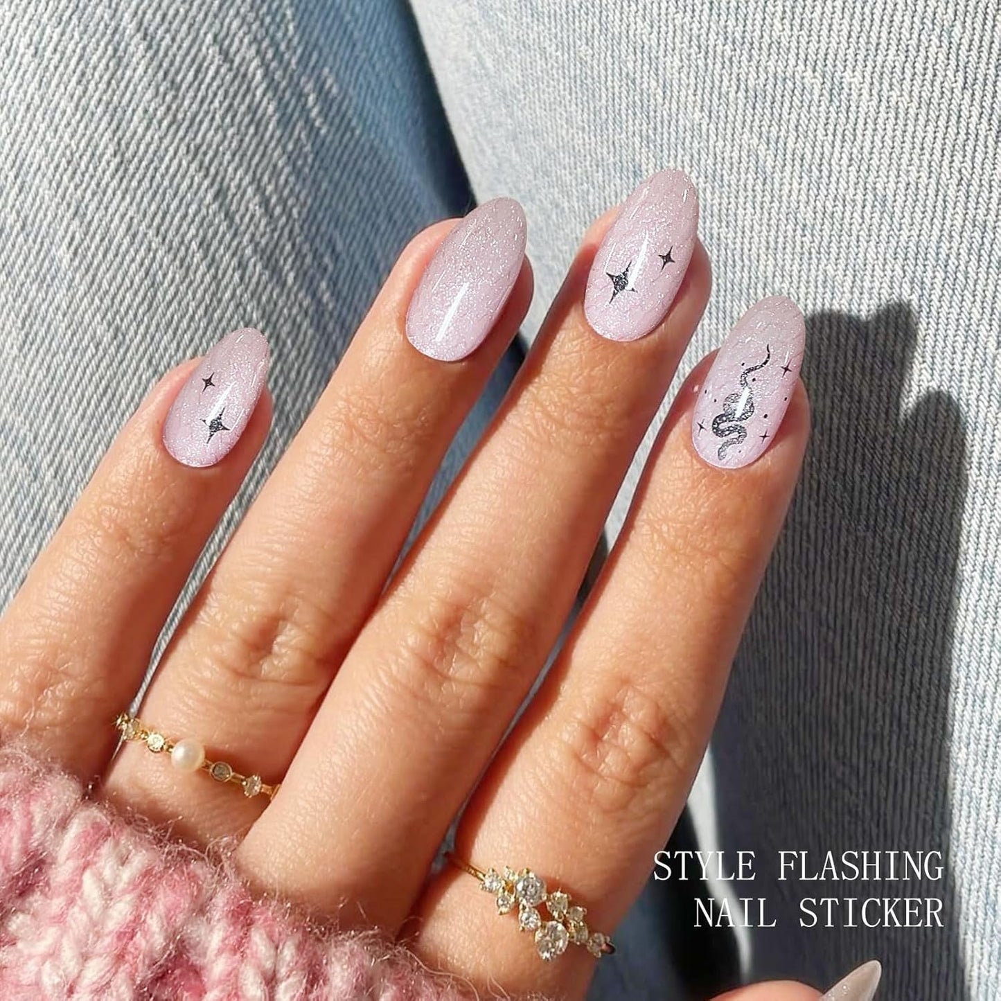 JMEOWIO Nagelfolie UV Härtend Schlange Stern Żelowe paski do paznokci UV Nagelsticker Nagelaufkleber Nail Art Dekoration Nageldesign Zubehör