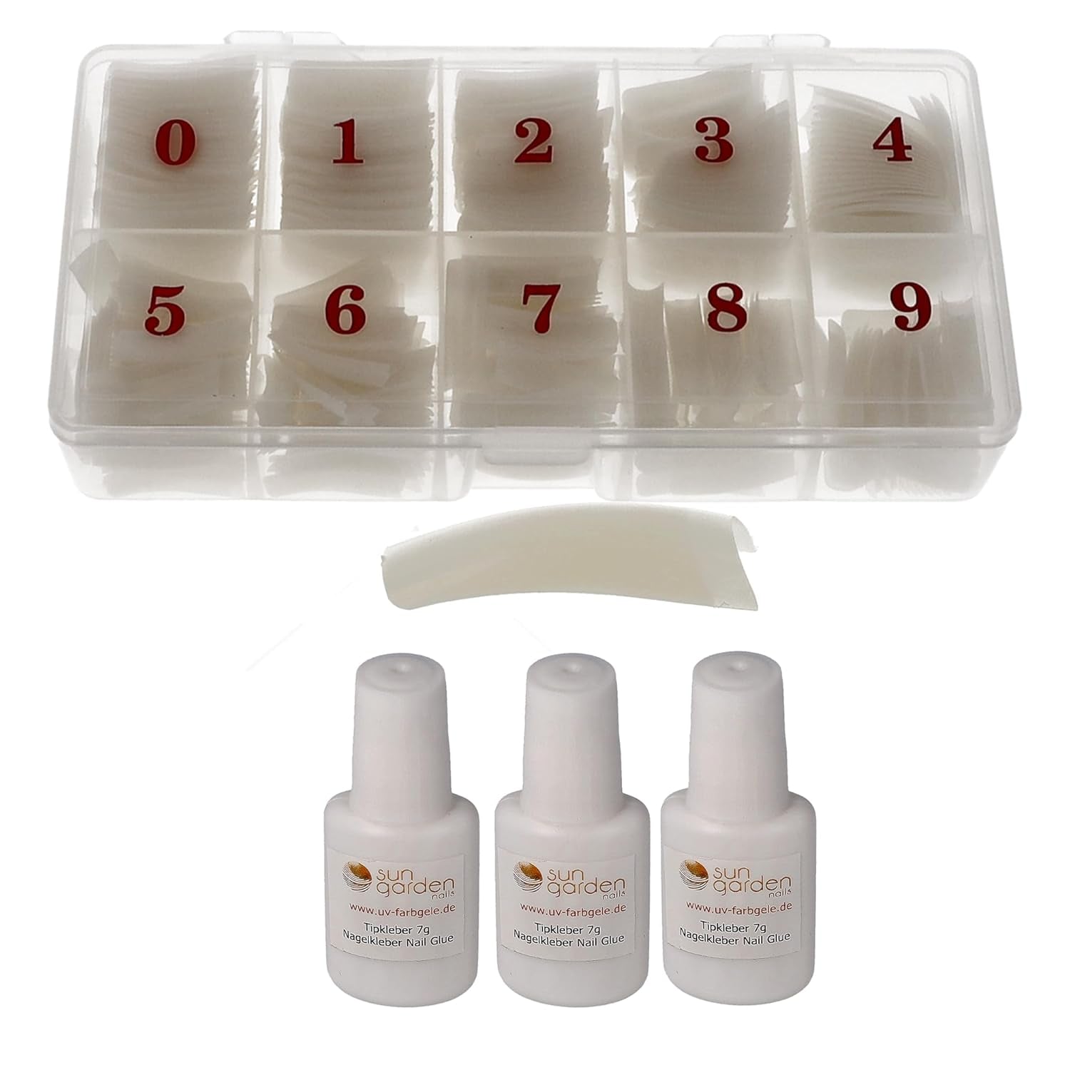 Tipbox Sun Garden Nails Tipbox 500 Zawiera. 3 Tipsy Klej do Tipsów Klej do Tipsów - Paznokcie Modelujące