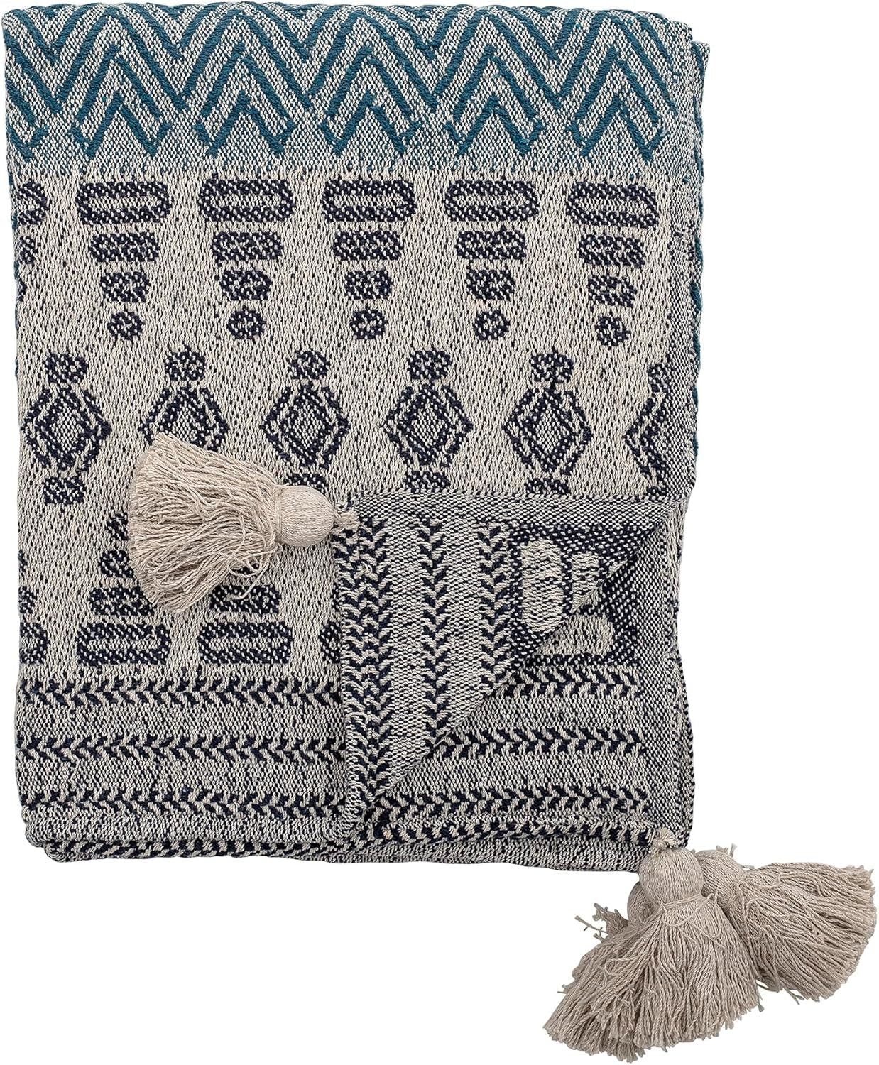 Narzuta Bloomingville, czarna, bawełna, 160cm Niebieska Bloomingville Łóżka i koce 160 x 130 cm