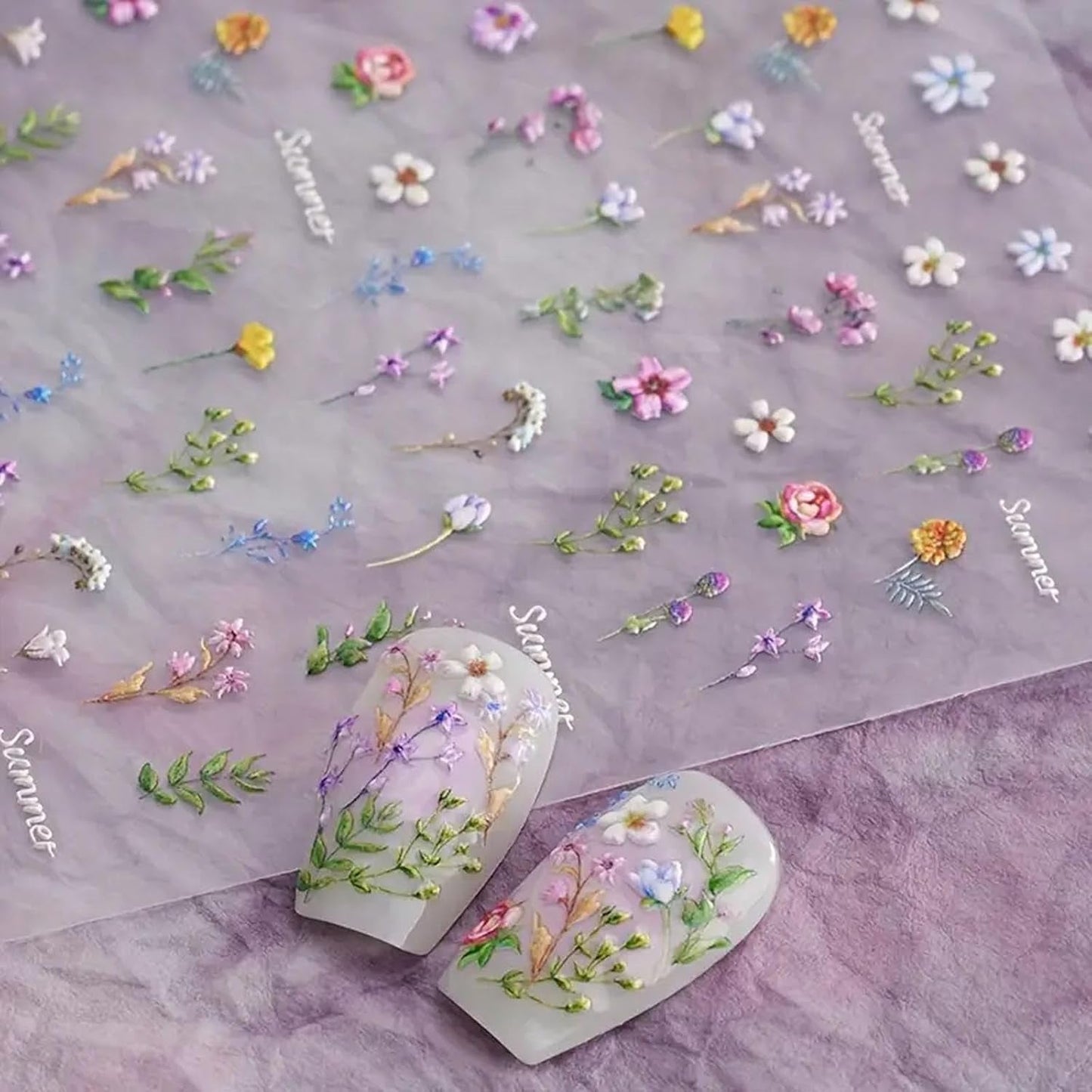 Zestaw Nagelsticker - Selbstklebende naklejka na paznokcie, Nageldesign Zubehör, Nail Art, Nagelaufkleber Für Fingernägel, Blumen Nagelsticker, Nagel Deko