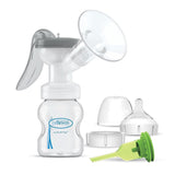 Laktator ręczny ze 100% silikonem Ochrona Softshape (B, kołnierz 25 mm) i opcjami antykolkowymi + Butelka 150 ml z szeroką szyjką i smoczkiem o wolnym przepływie poziomu 1 Akcesoria Żywność i karmienie piersią Sklep Bebe Naty
