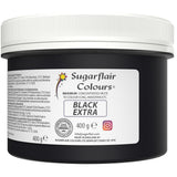 Barwnik spożywczy Sugarflair Max Concentrated Black, silnie skoncentrowany barwnik spożywczy do marcepanu i fondantu, barwnik w paście Max Concentrate - 400 g
