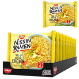 Nissin Ramen - Tajski Pieczony Kurczak 10 Paczek Makaron Natychmiastowy w Stylu Azjatyckim Przepis Tajski Szybkie i Łatwe Jedzenie Azjatyckie (10 x 65g)