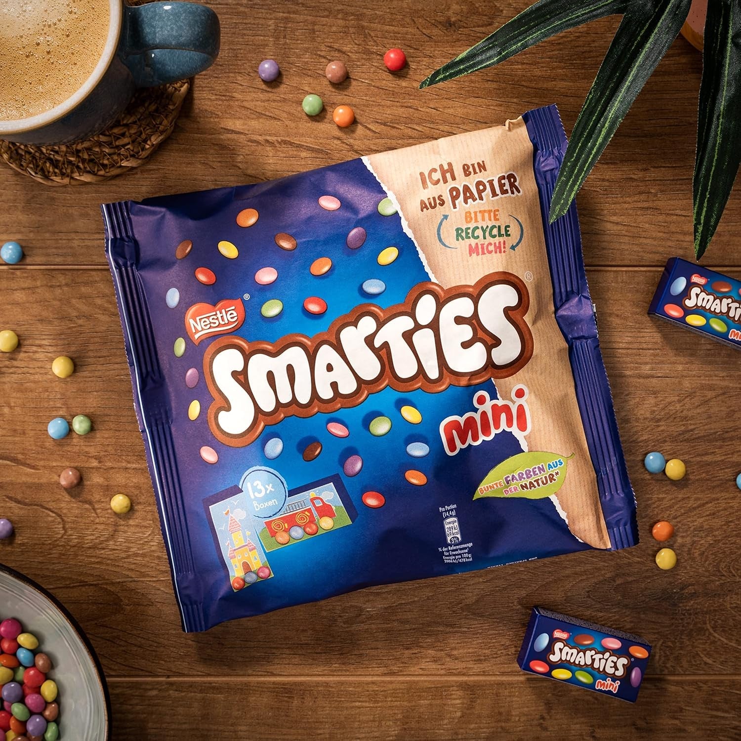Nestlé SMARTIES Mini Mała soczewica pakowana pojedynczo w mlecznej czekoladzie, 3 opakowania (1 x 187 g)