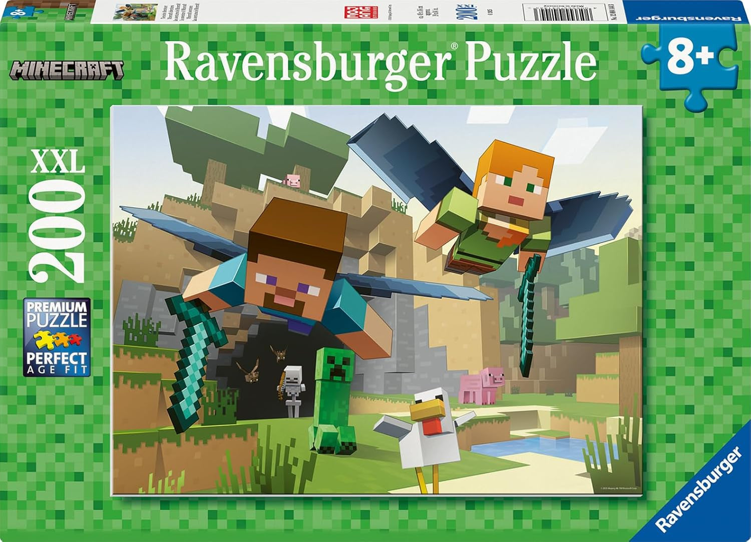Puzzle dla dzieci Ravensburger - 12004144 - Minecraft - 200 elementów Puzzle Minecraft dla dzieci 8+ w formacie XXL Minecraft Prezenty Puzzle Naty Shop Domyślny tytuł