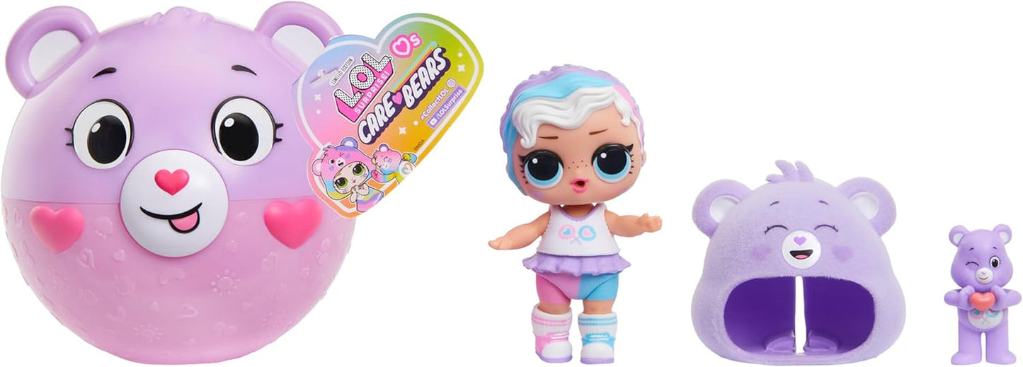 LOL niespodzianka! Loves Care Bears Tots – zawiera 1 lalkę z ubrankiem i akcesoriami, pluszową piłkę, ukryte opakowanie, 6 lalek kolekcjonerskich