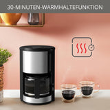 Ekspres do kawy Krups KM3210 Pro Aroma Plus, 10 filiżanek, 1,25 l, utrzymywanie ciepła przez 30 minut, widoczne okienko poziomu wody, system zapobiegający kapaniu, czarny z aplikacjami ze stali nierdzewnej
