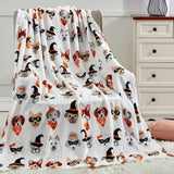 Elegancki komfort Lekki koc z motywem Halloween, miękki, przytulny i pluszowy, idealny na relaks w tym strasznym sezonie, 127 x 152,4 cm, łóżka i kołdry z czaszką i kościami Elegancki komfort Halloween Friends 50 x 60