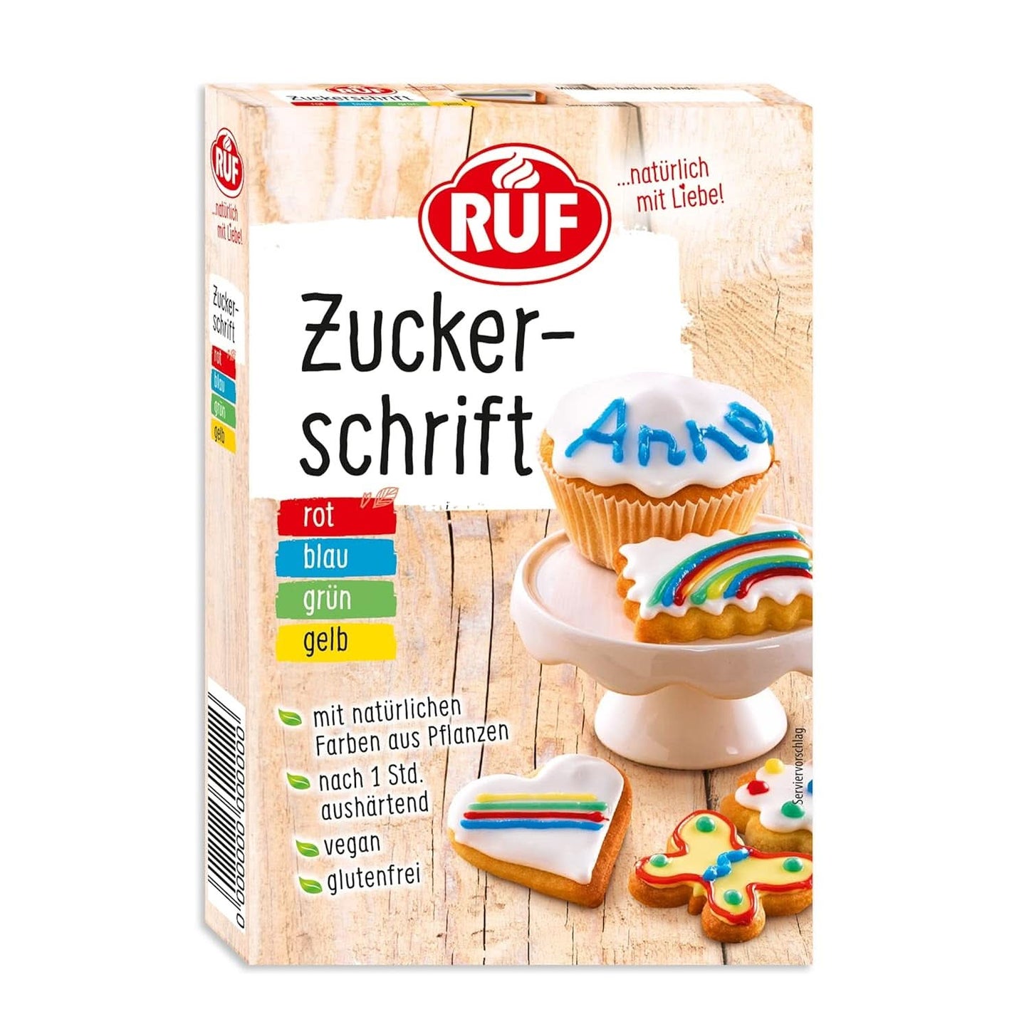 RUF, glazura do pisania po ciastach, ciasteczkach, ciastach, bezglutenowa, wegańska, 4 x 25 gram Glazury i dekoracje Naty Shop