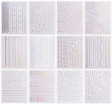 JMEOWIO Nagelsticker Aurora 12 Blatt Nail Art Naklejka Selbstklebend Nagelaufkleber Holografisch Dekoration Nageldesign Zubehör