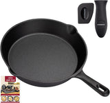 Żeliwna patelnia grillowa z uchwytem OVERMONT Garnki i patelnie Naty Shop Okrągła 25 cm