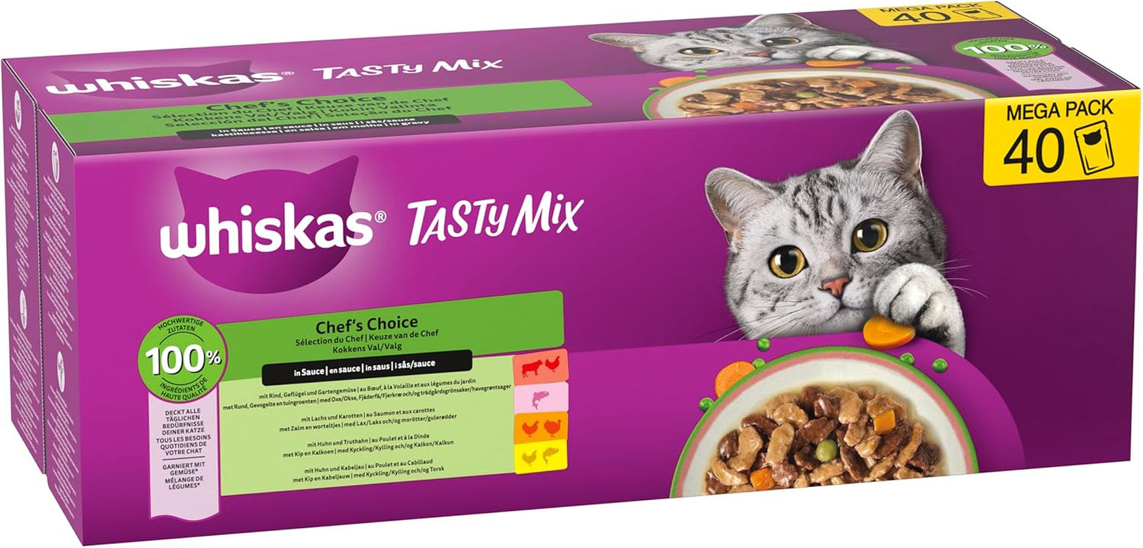 WHISKAS TASTY MIX Nassfutter w sosie für Katzen 40 x 85g Wybór szefa kuchni