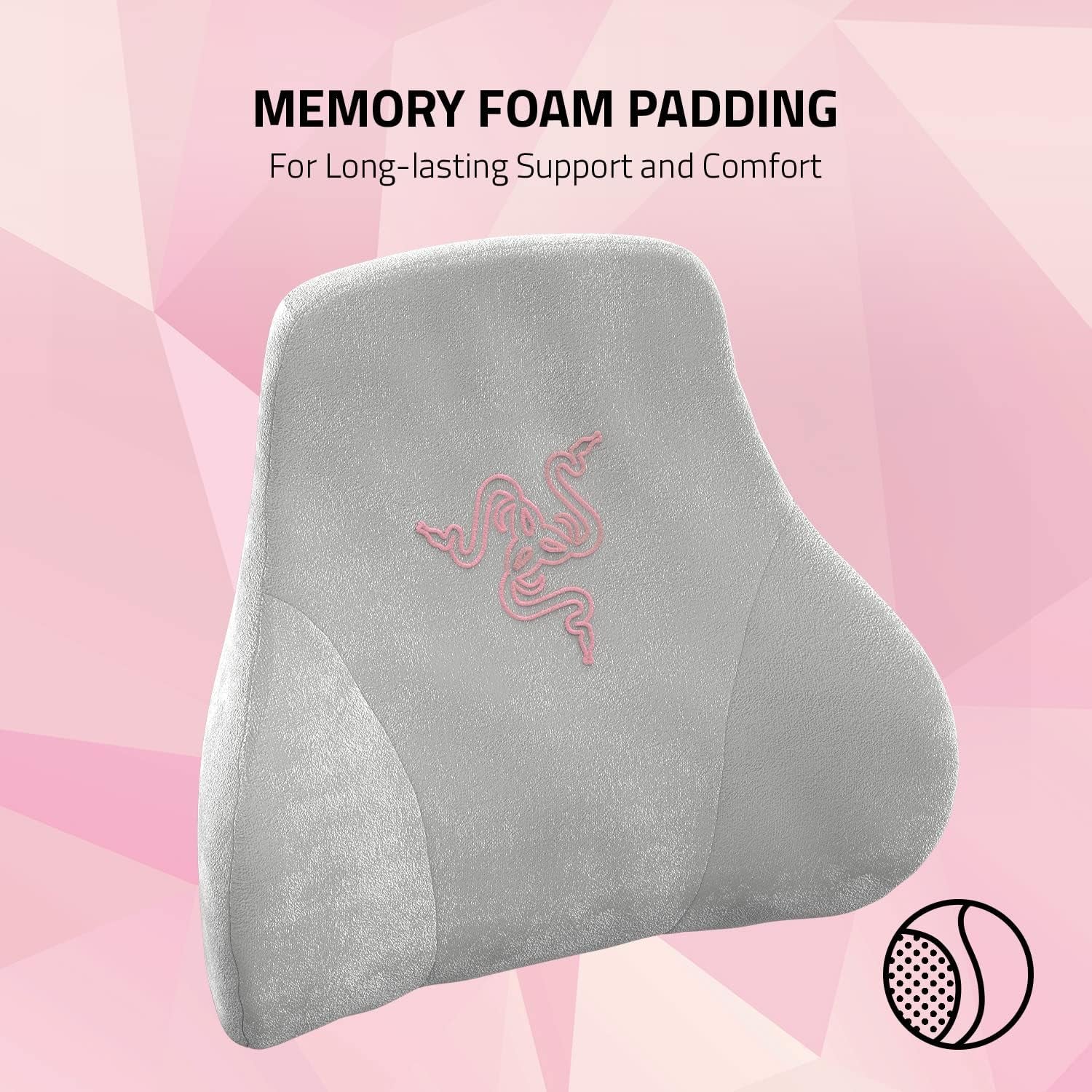 Razer Head Cushion - poduszka na szyję i głowę do krzeseł do gier (ergonomiczna konstrukcja, pianka zapamiętująca kształt, miękki czarny aksamitny pokrowiec) Kwarcowe poduszki Naty Shop Standard